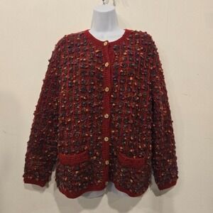 Peruvian Conneciton Buttonup Buttondown Sweater 100% Merino Wool Size Medium